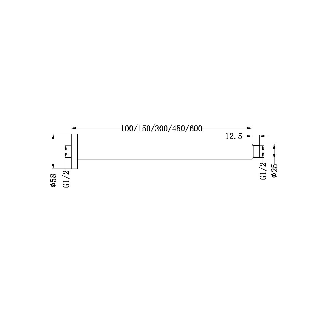 Ceiling Arm | Round | 100/150/300/450/600mm