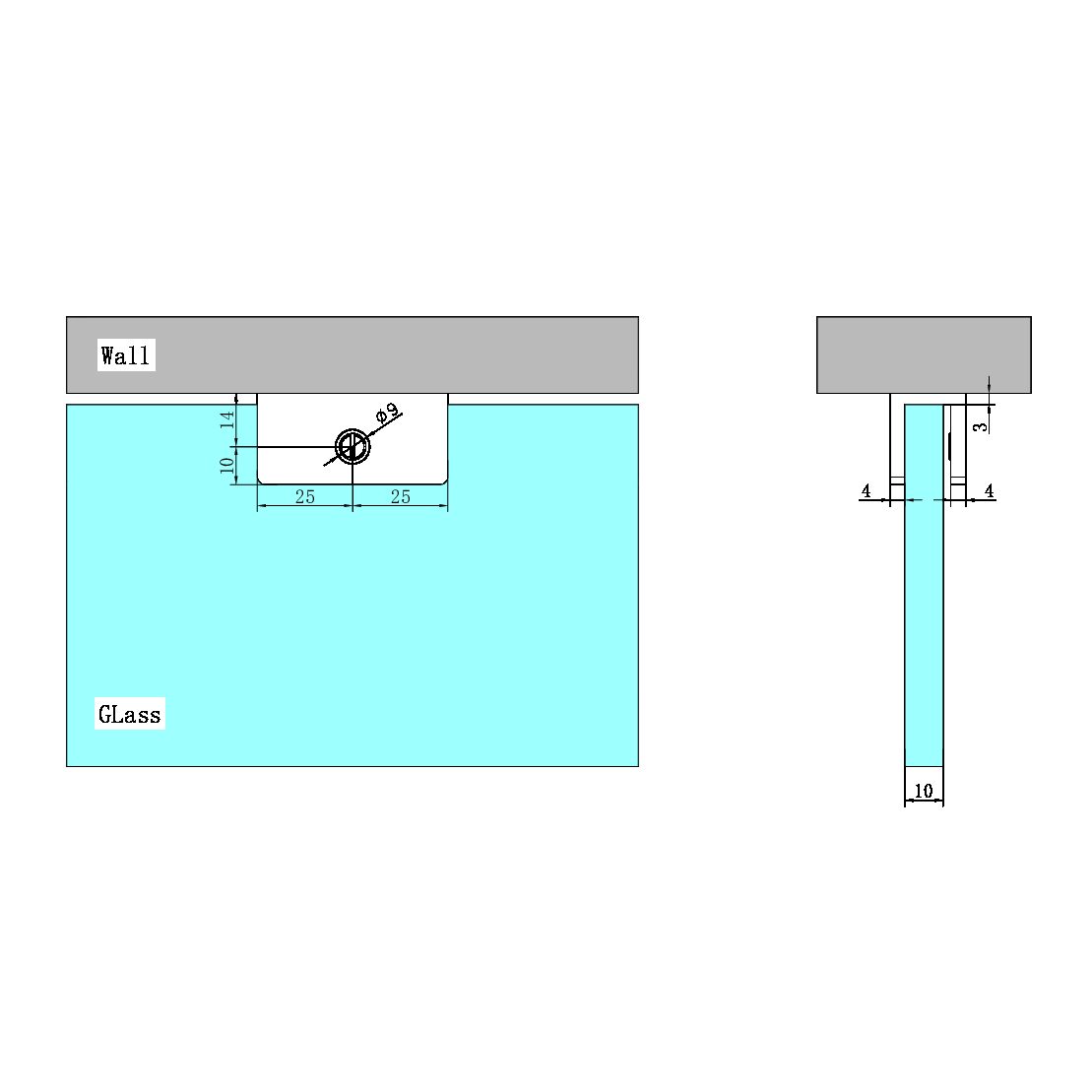 Shower U Bracket | Glass to Wall or Floor| 10mm Glass