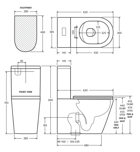 Aluca Tornado Flush Back-to-Wall Toilet Suite, Gloss White