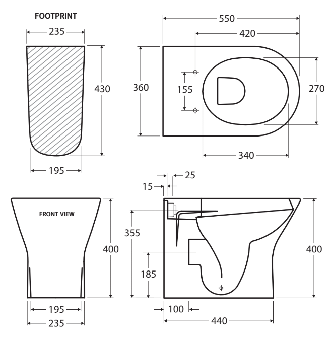 RAK Resort Wall-Faced Toilet Suite, Gloss White