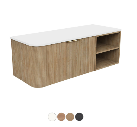 Margot 1200 Single Bowl Wall Hung Cabinet, Right Shelf