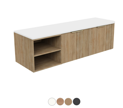 Margot 1500 Single Bowl Wall Hung Cabinet, Left Shelf