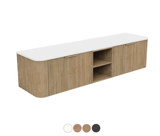 Margot 1800 Double Bowl Wall Hung Cabinet, Centre Shelf