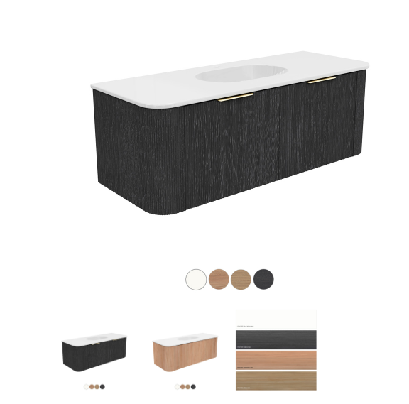 Margot 1200 Single Bowl Wall Hung, Double Curve Cabinet, Lola Gloss Basin Top