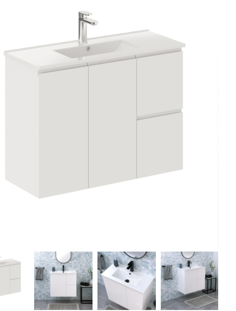 Siska Slim 900 Wall-Hung Vanity, Right Drawers