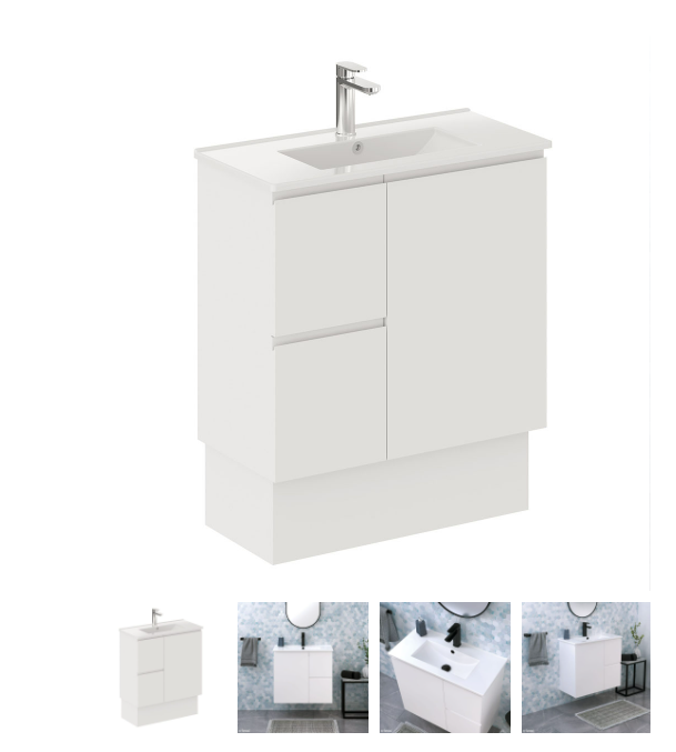 Siska Slim 750 Vanity on Kickboard, Left Drawers