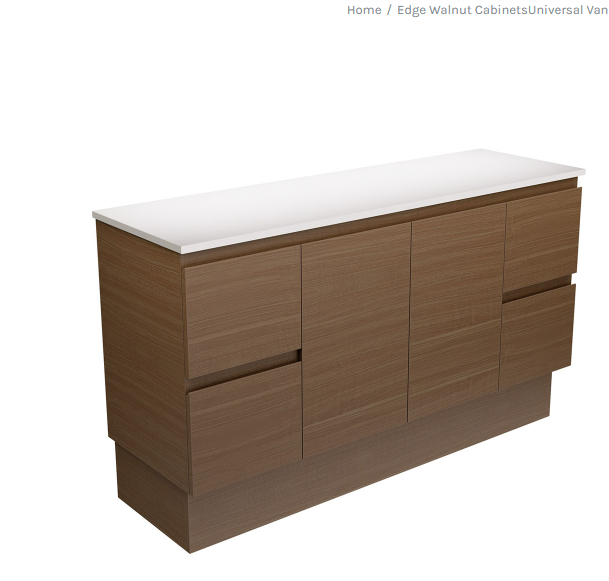 Edge Walnut 1500 Cabinet on Kickboard