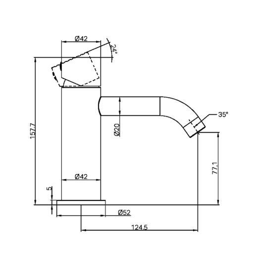 Zen SS316L Basin Mixer Handless Graphite (NR162201bGR)