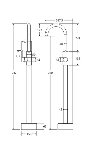 Kaya Floor Mounted Bath Mixer