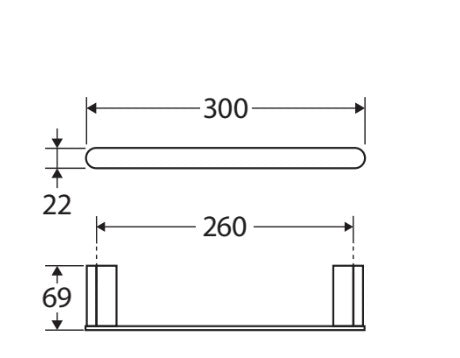 Lincoln Short Towel Rail, 300 mm, Mixed Finish
