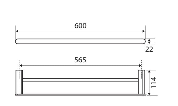 Lincoln Double Towel Rail, 600 mm