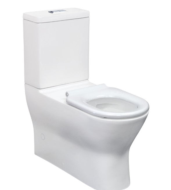 Delta Care Back-to-Wall Toilet Suite, White Seat, Slim Buttons