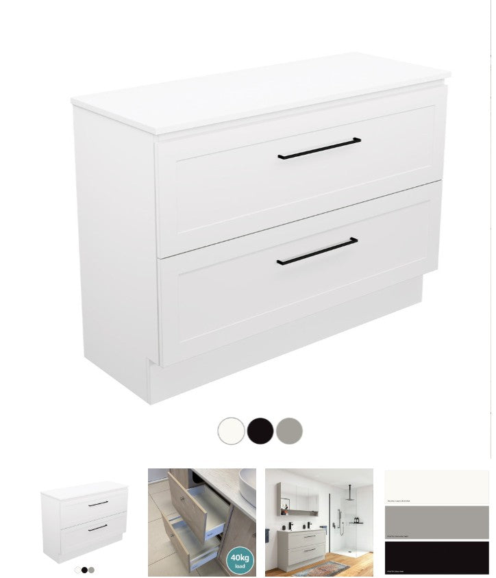 Newport All Drawer 1200 Double Bowl Floor Standing Vanity