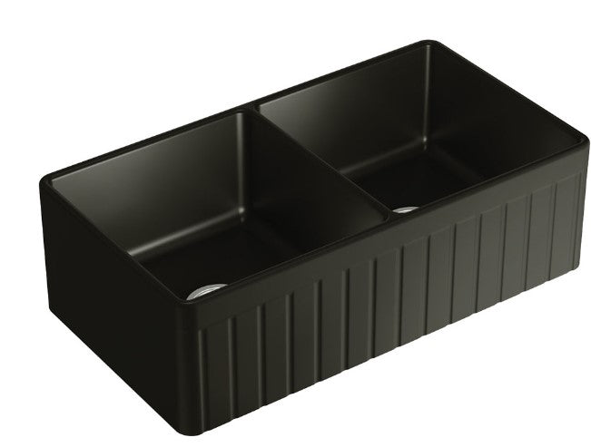 Benson Double Butler Sink, Matte Black