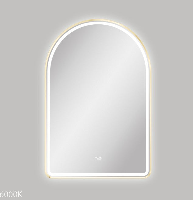 Valentina LED Urban Brass Framed Mirror, 600 x 900mm