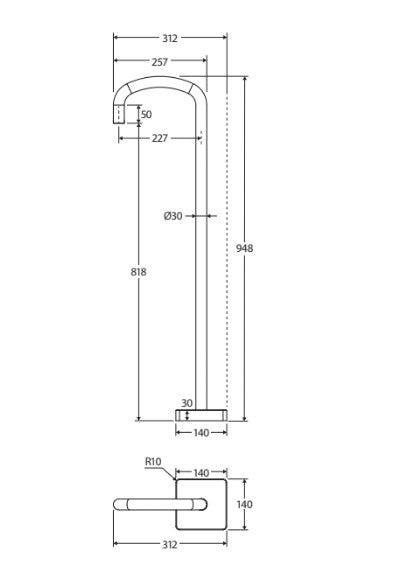 Tono Floor Mounted Bath Outlet