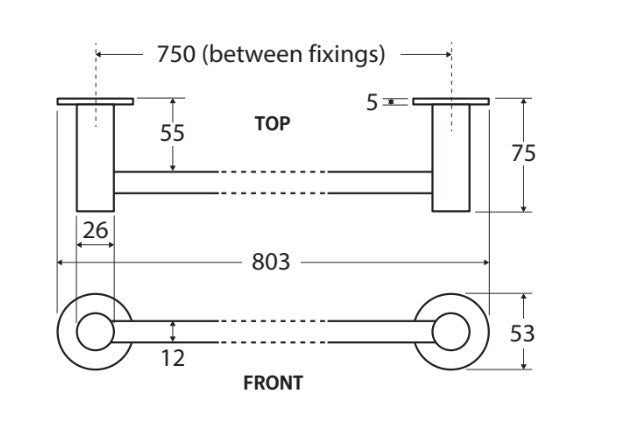 Hustle Single Towel Rail, Matte Black