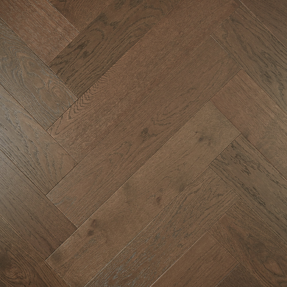 De Marque Oak Hardwood Floor "Herringbone Dark Brown"