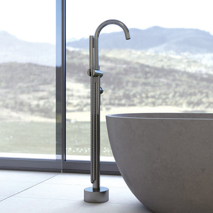 Kaya Floor Mounted Bath Mixer With Hand Shower