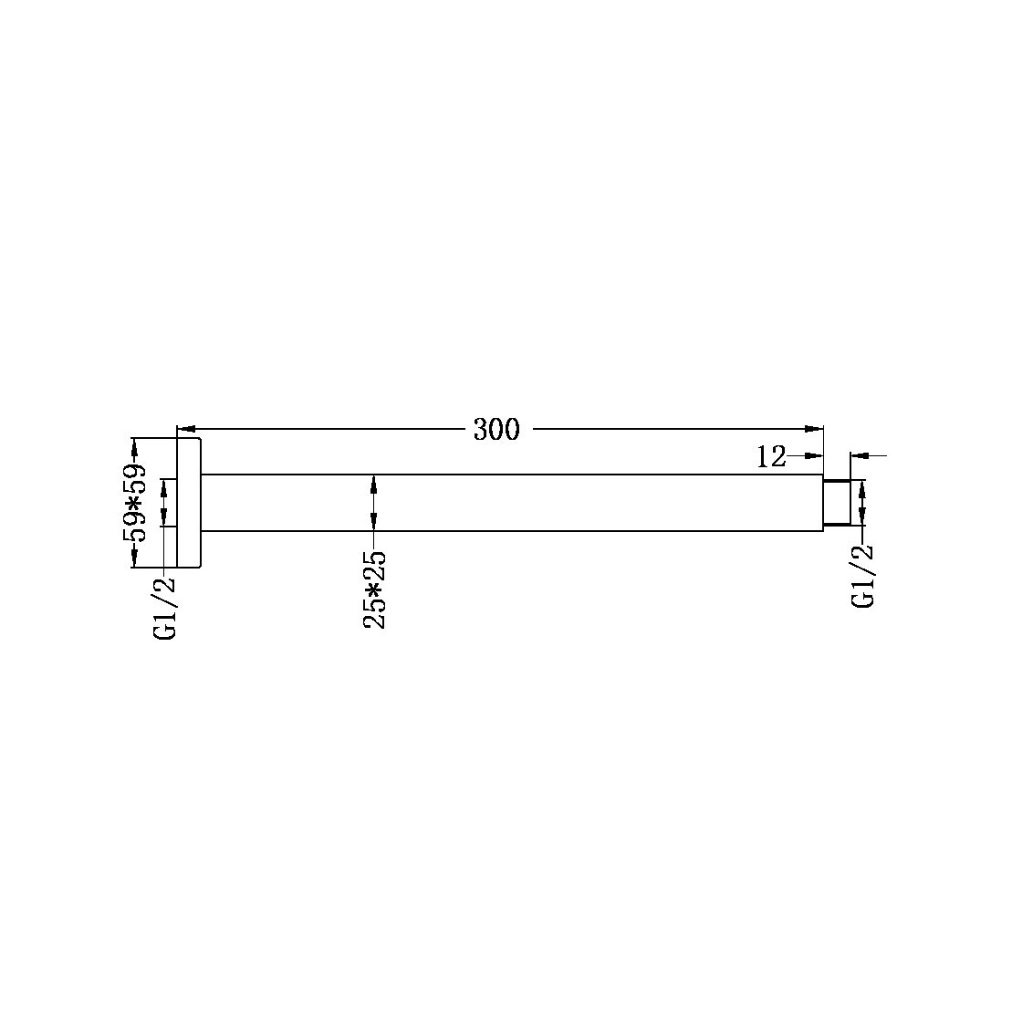 Ceiling Arm | Square| 150/300/450/600mm