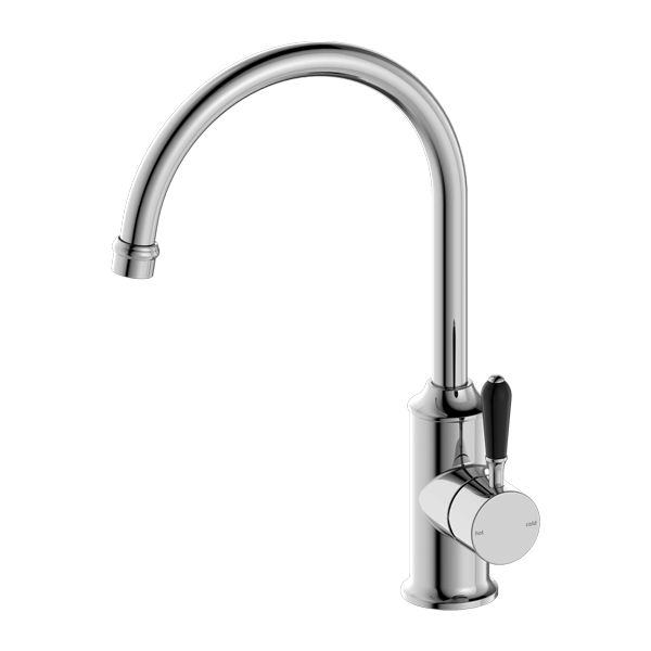 York Kitchen Mixer | Gooseneck | Black Porcelain Lever