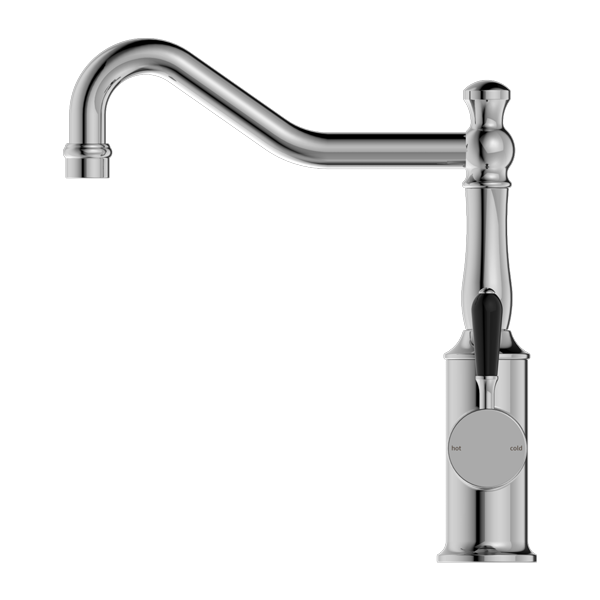 York Kitchen Mixer | Hook Spout | Black Porcelain Lever