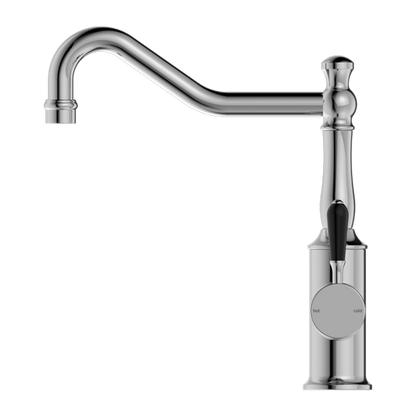 York Kitchen Mixer | Hook Spout | Black Porcelain Lever