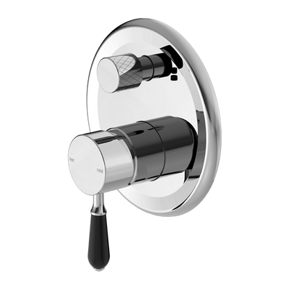 York Shower Mixer | Diverter | Black Porcelain Lever