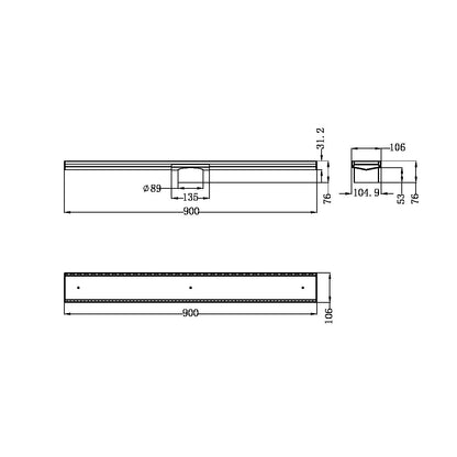 Tile Insert Floor Grate | V Channel | 89mm Outlet | Hole Saw