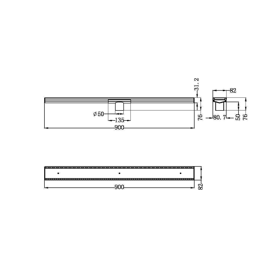 Tile Insert Floor Grate | V Channel | 50mm Outlet | Hole Saw