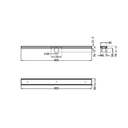 Tile Insert Floor Grate | V Channel | 50mm Outlet | Hole Saw