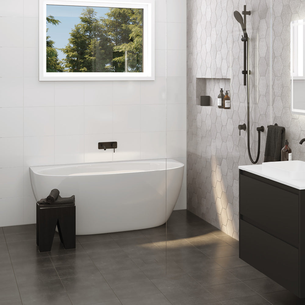 Keeto Back-To-Wall Acrylic Bath, 1700mm