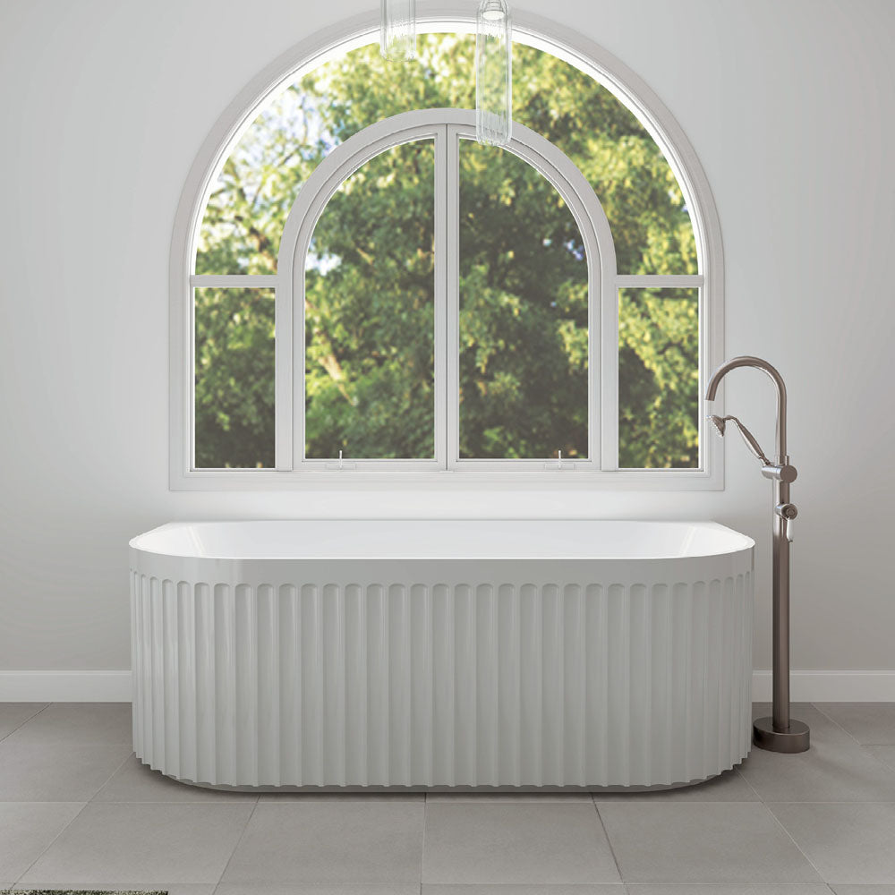 Eleanor Fluted Back-to-Wall Acrylic Bath, 1700mm