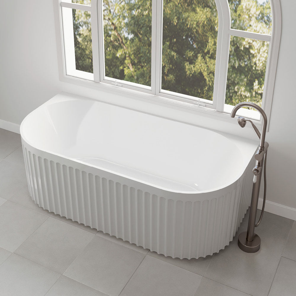 Eleanor Fluted Back-to-Wall Acrylic Bath, 1700mm