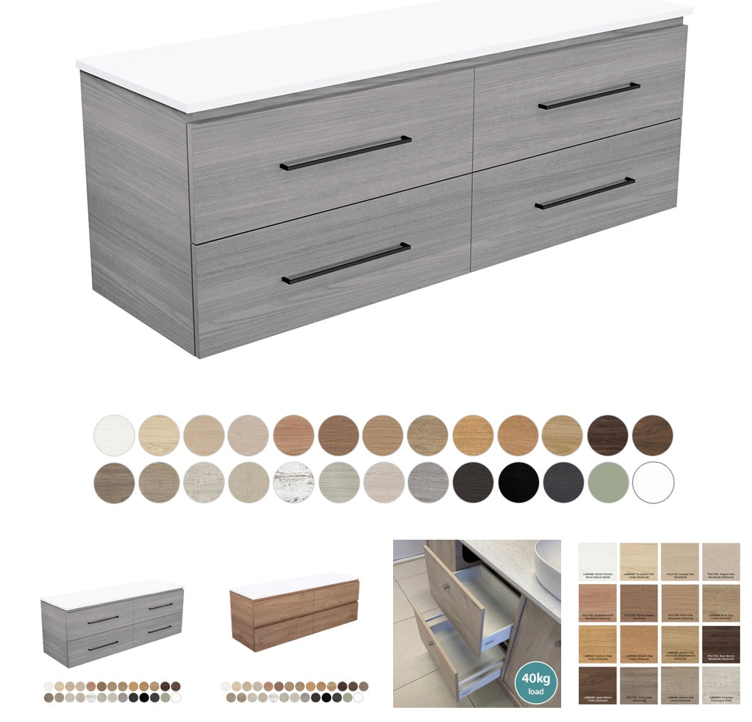 Carmen All Drawer 1500 Double Bowl Wall Hung Vanity
