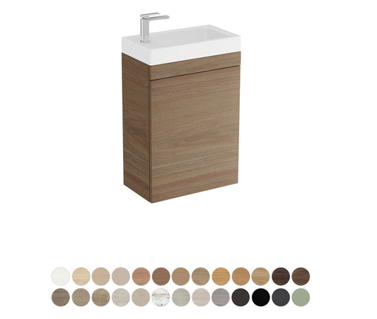 Riley Slim Ensuite 450 Wall Hung Vanity, Denzel Basin-Top