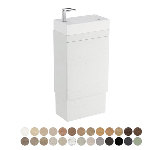 Riley Slim Ensuite 450 Floor Standing Vanity, Ralph Basin-Top with Overflow
