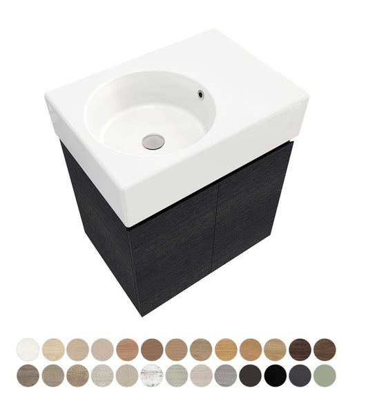 Reba Ensuite Door 600 Left Bowl Wall Hung Vanity