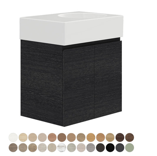 Reba Ensuite Door 600 Right Bowl Wall Hung Vanity