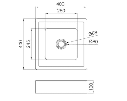Opal Square 400mm Stainless Steel Basin