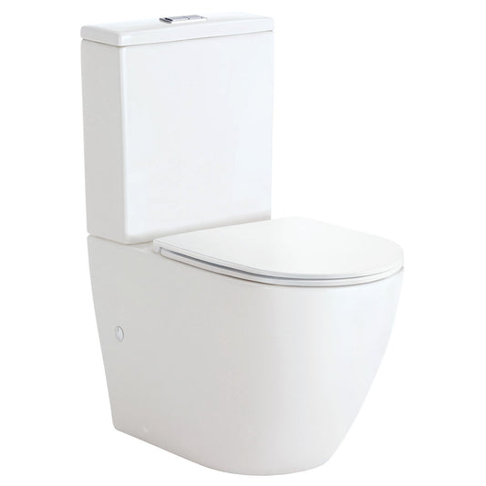 Koko Tornado Flush Back-to-Wall Toilet Suite, Gloss White with Slim Seat