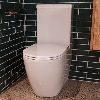 Koko Tornado Flush Back-to-Wall Toilet Suite, Gloss White with Slim Seat