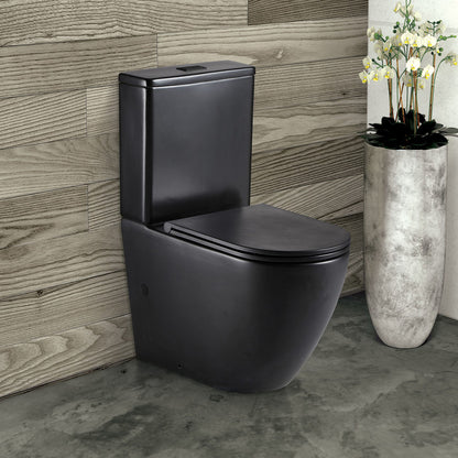 Koko Back-to-Wall Toilet Suite, Slim Seat, Matte Black