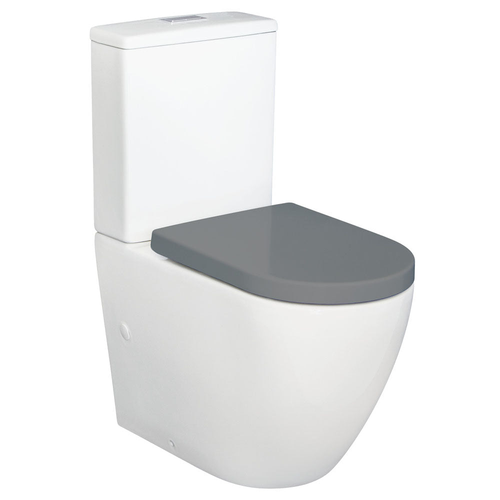 Alix Back-to-Wall Toilet Suite, Gloss White with Grey Seat