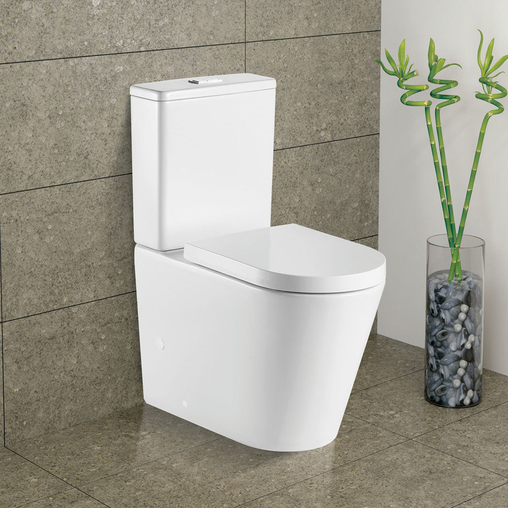 Kaya Tornado Flush Back-to-Wall Toilet Suite, Gloss White