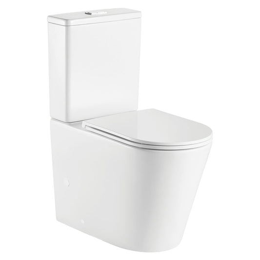 Kaya Tornado Flush Back-to-Wall Toilet Suite, Gloss White with Slim Seat