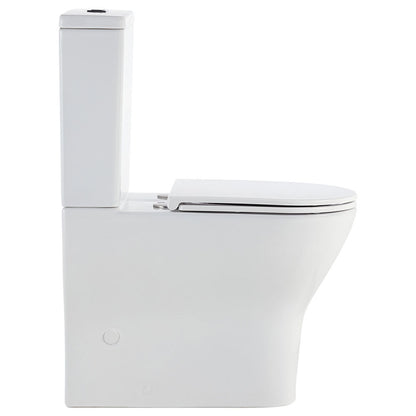 Tono Tornado Flush Back-to-Wall Toilet Suite, Gloss White with Slim Seat