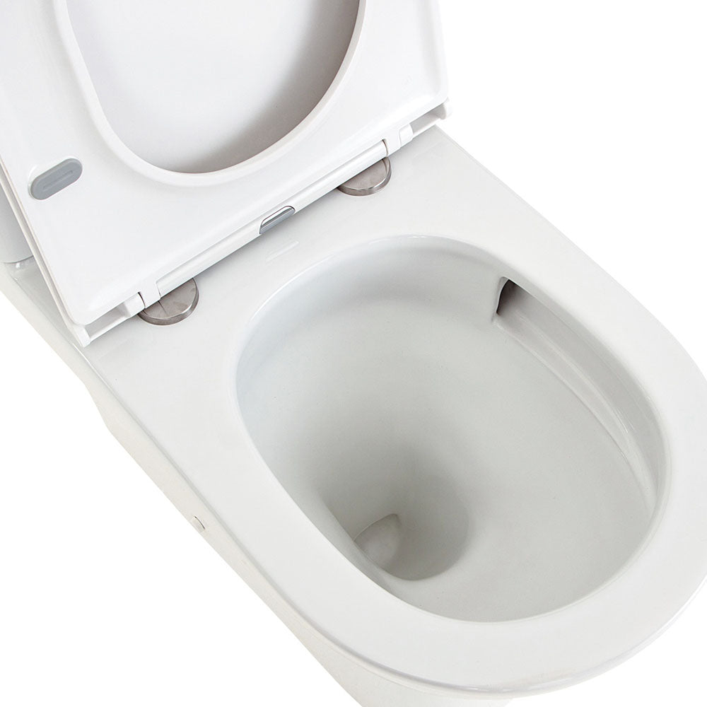 Tono Tornado Flush Back-to-Wall Toilet Suite, Gloss White with Slim Seat