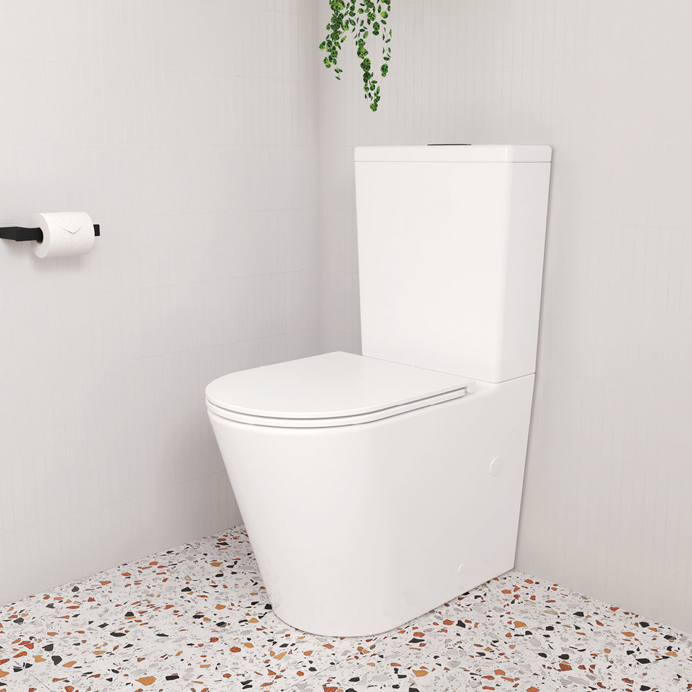 Aluca Tornado Flush Back-to-Wall Toilet Suite, Gloss White with Slim Seat