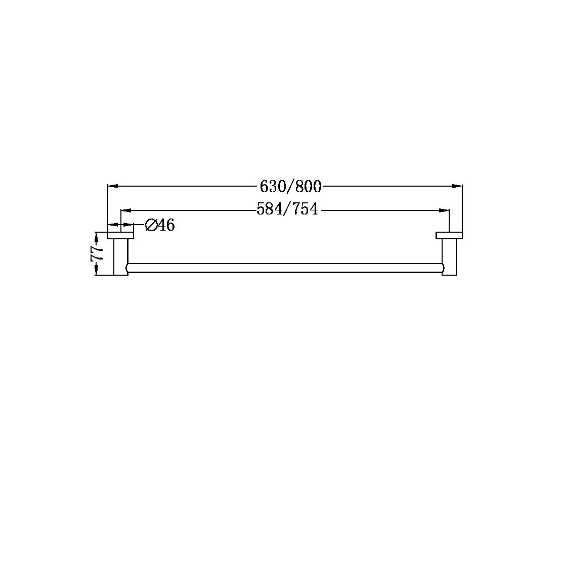 Mecca Towel Rail | Single | 600/800mm